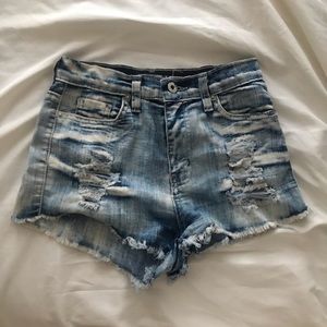 High waisted jean shorts